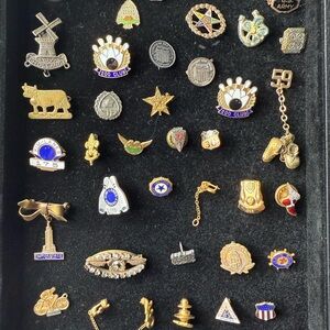 Vintage/antique/victorian Gold Tone Enamel Pin Collection lot
